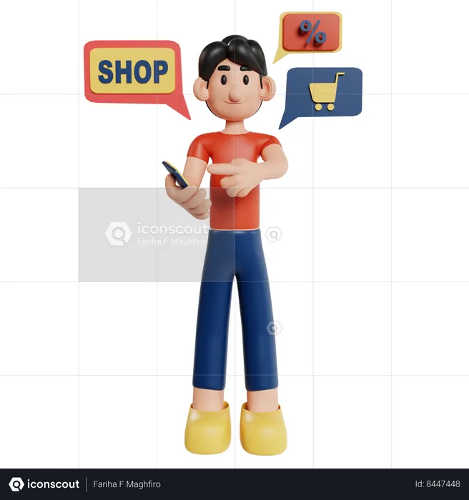 Virtual 3D Online Shopping Experience  3D Illustration