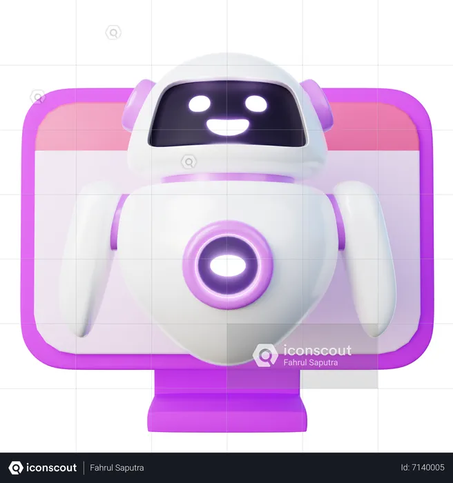 Virtual Assistant Robot on PC  3D Icon