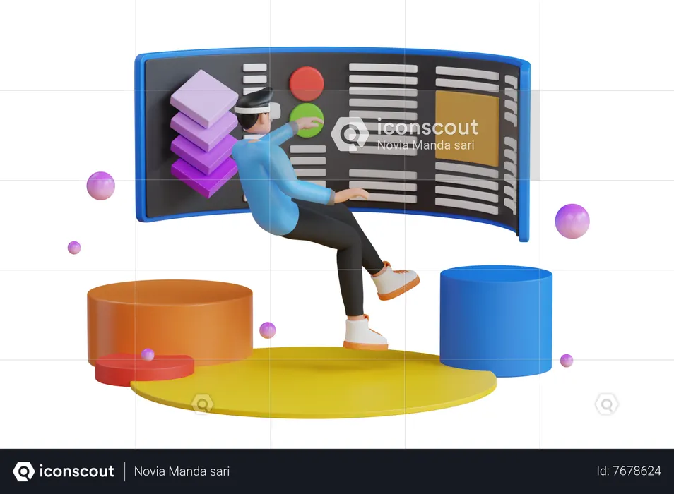 Virtual reality development process  3D Icon