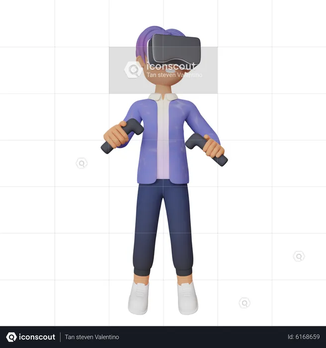 Virtual Reality gamer  3D Illustration