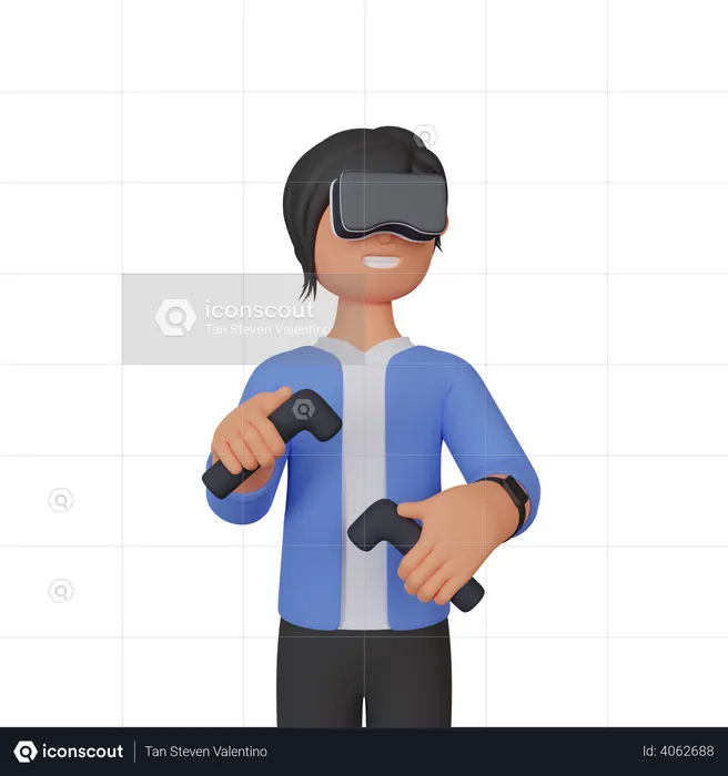 Virtual Reality gamer  3D Illustration