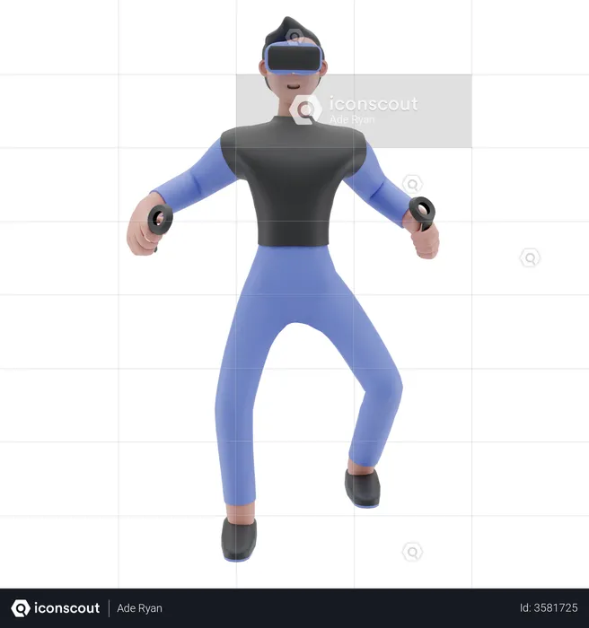 Virtual Reality Gamer  3D Illustration