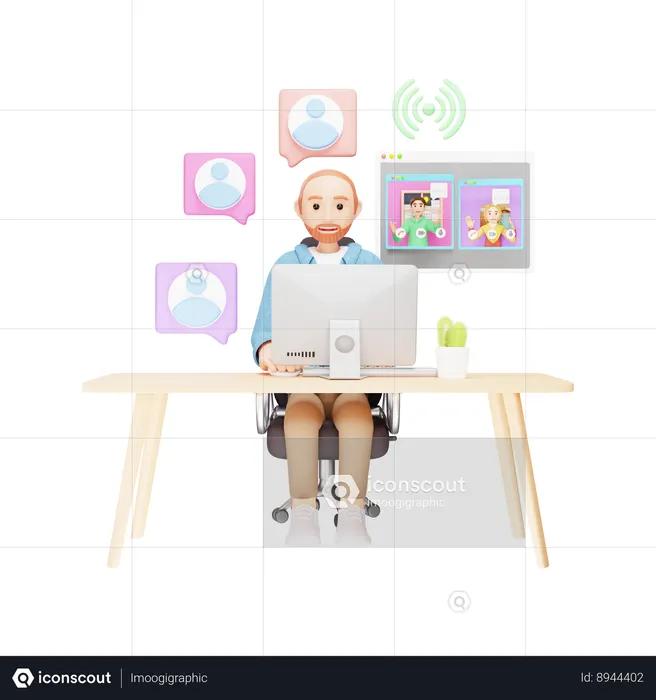 Virtual Team Collaboration  3D Illustration