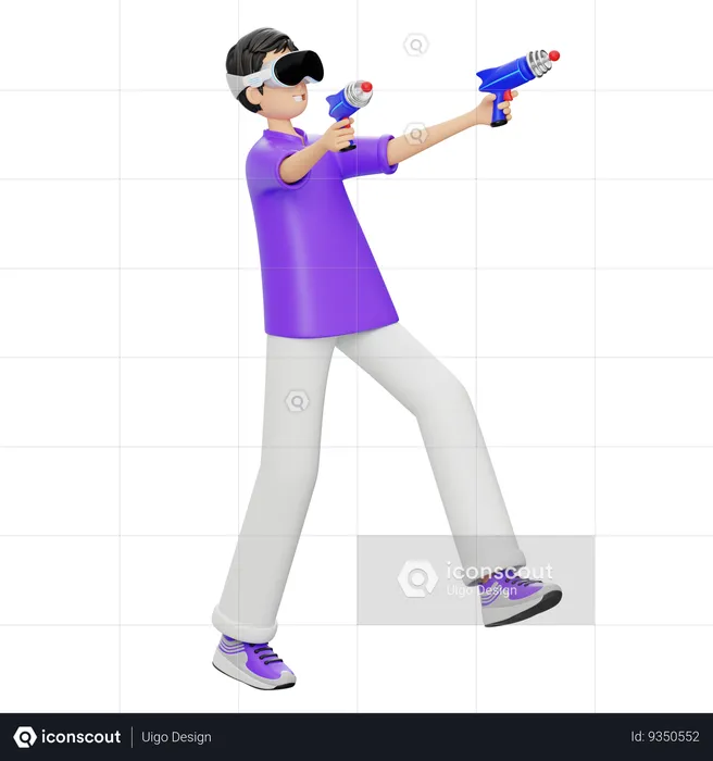 Virtual With Laser Guns  3D Illustration