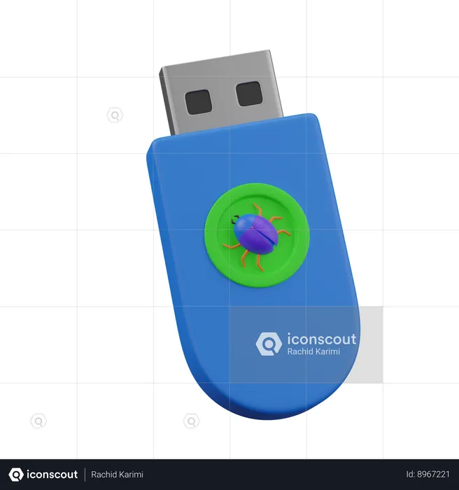 Virus USB  3D Icon