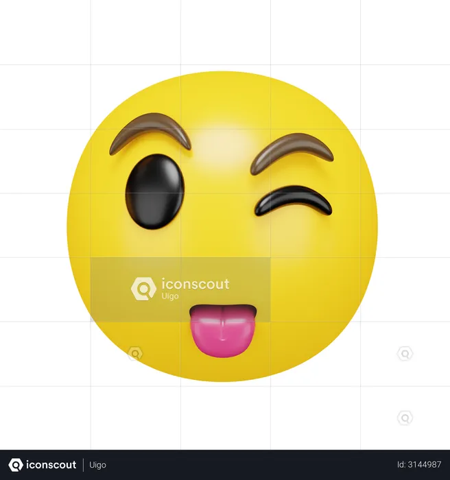 Visage clignant de la langue Emoji 3D Emoji