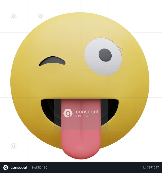 Visage clignant de la langue Emoji 3D Icon