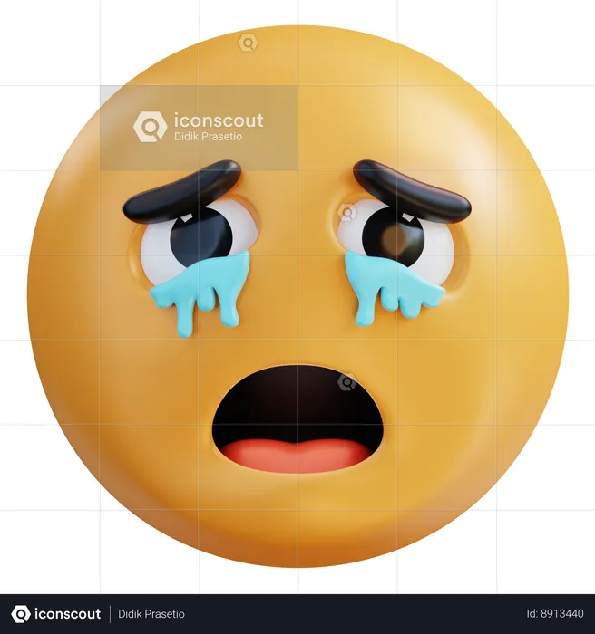 Visage retenant ses larmes Emoji 3D Icon