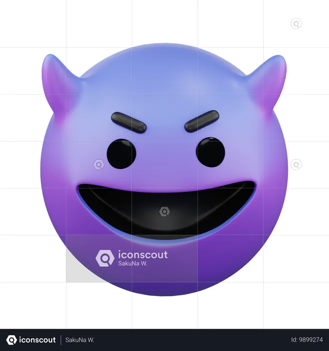 Visage souriant avec des cornes Emoji 3D Icon