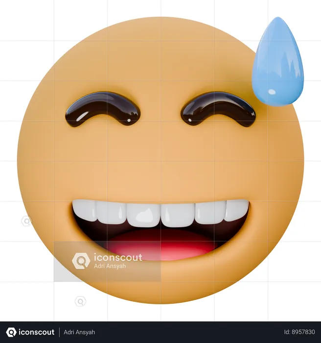 Visage souriant avec de la sueur Emoji 3D Icon