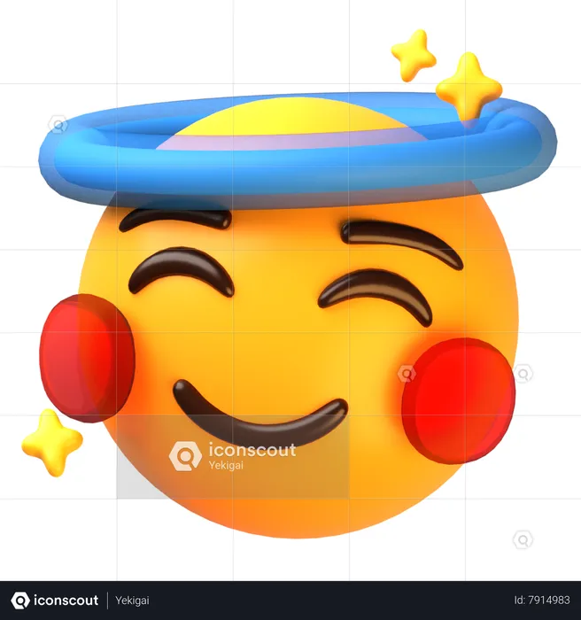 Visage souriant avec halo Emoji 3D Icon