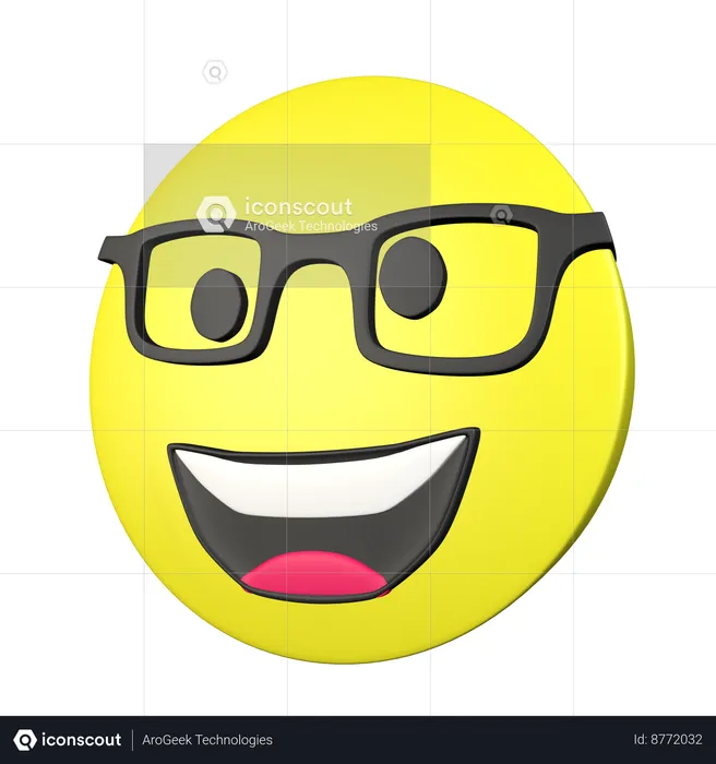 Visage souriant avec verre Emoji 3D Icon