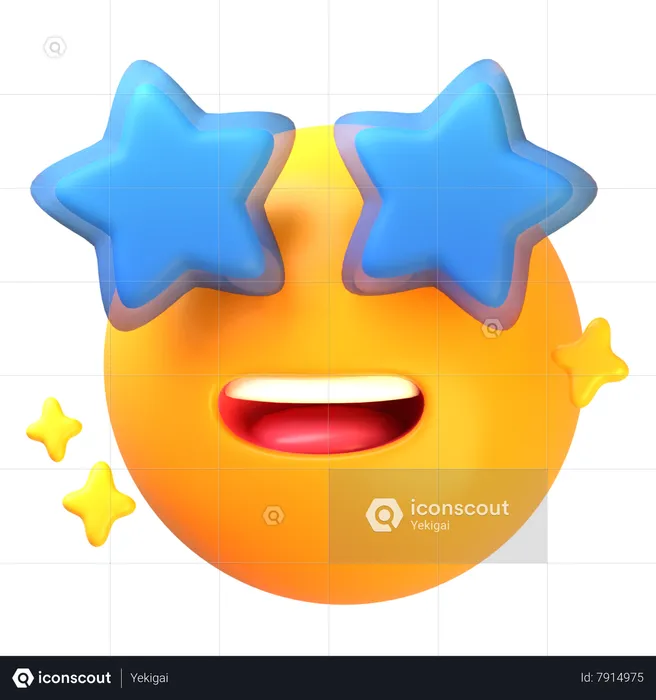 Visage souriant avec des yeux étoilés Emoji 3D Icon