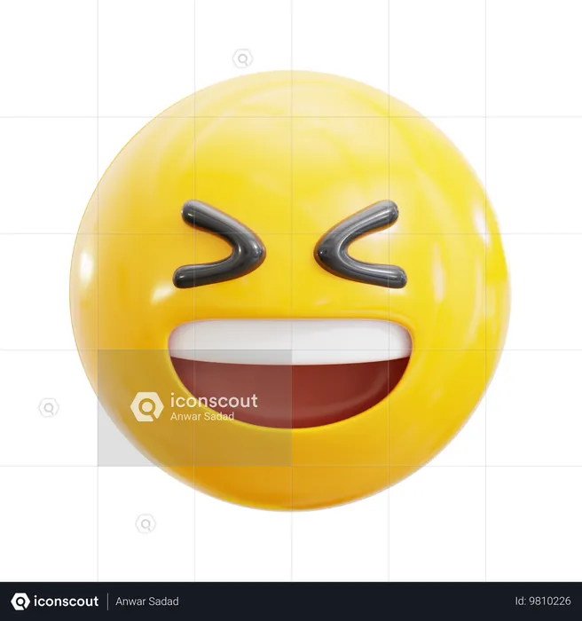 Visage souriant et plissant les yeux Emoji 3D Icon