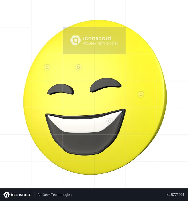 Visage souriant, yeux plissés Emoji 3D Icon