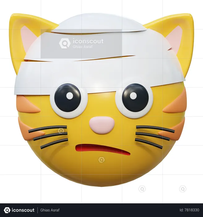 Visage triste avec un bandeau sur la tête Emoji 3D Icon