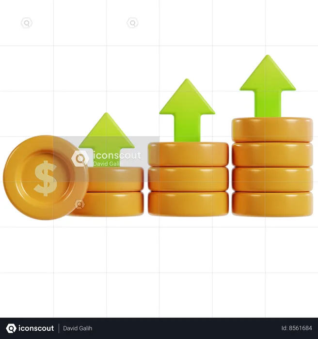 Visualizing Profit Growth  3D Icon