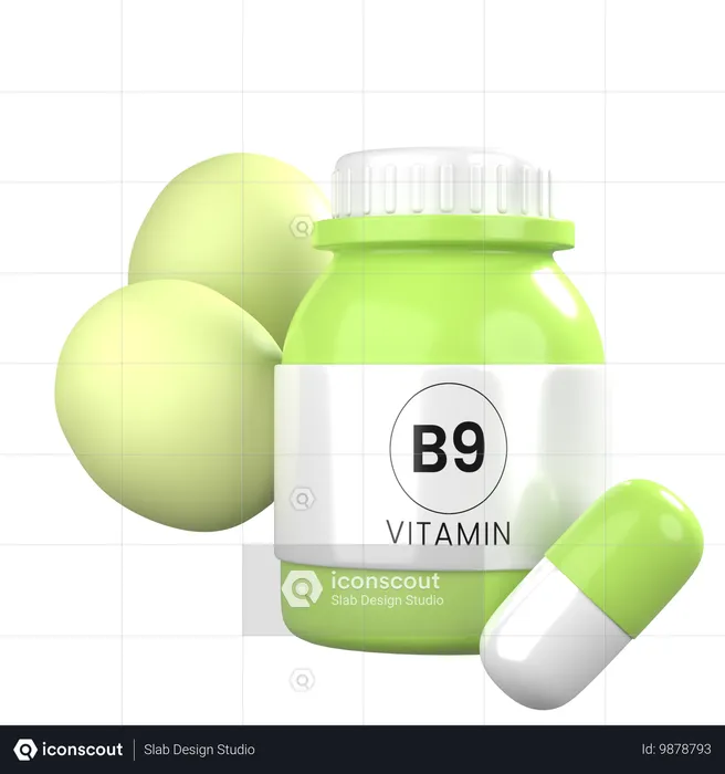 Vitamina b9  3D Icon