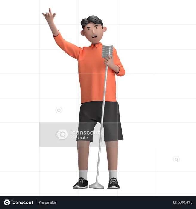 Vocalista masculino  3D Illustration