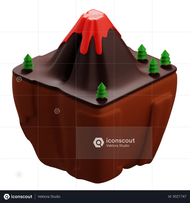 Volcanic Mountain Landscape  3D Icon