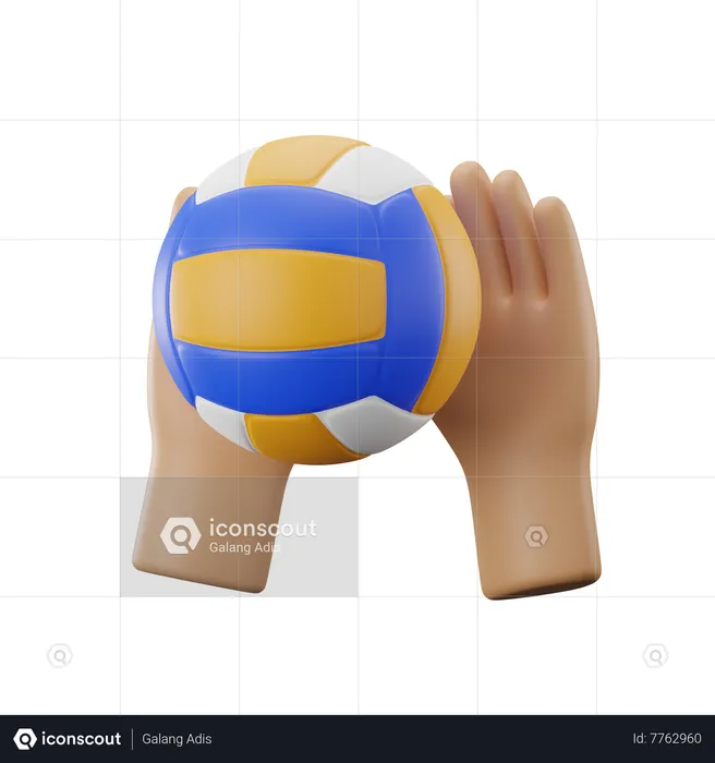 Mão segurando voleibol  3D Icon