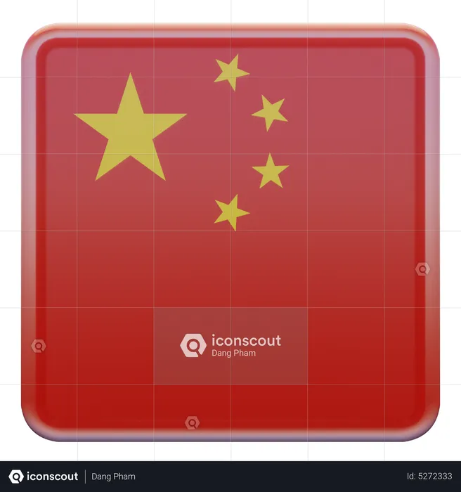 Quadratische Flagge der Volksrepublik China Flag 3D Icon