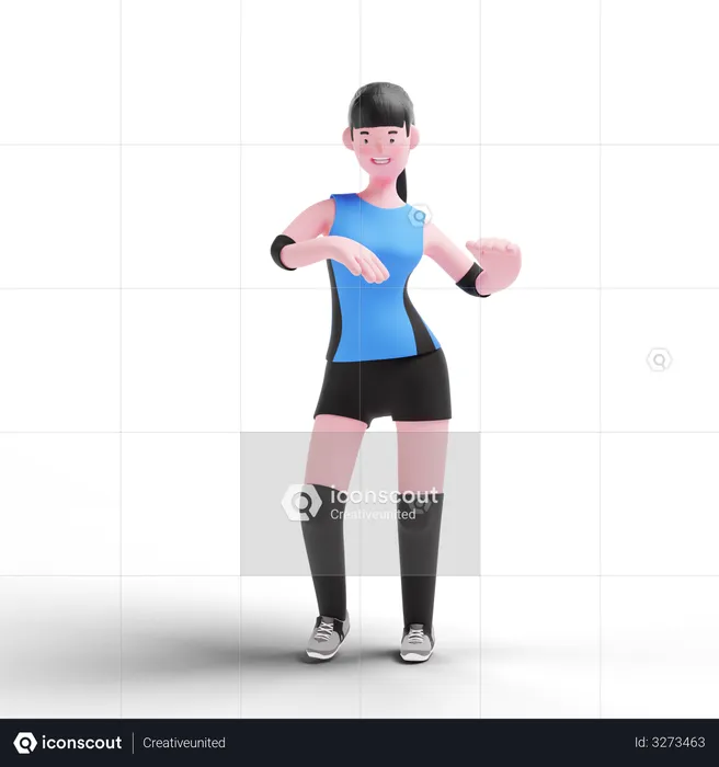 Volleyball player celebrating win  3D Illustration
