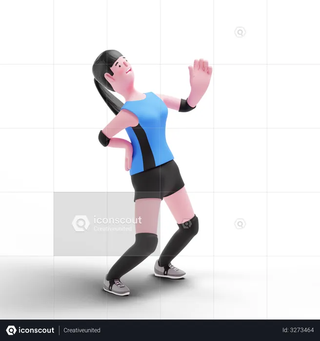 Volleyball player feeling back pain  3D Illustration