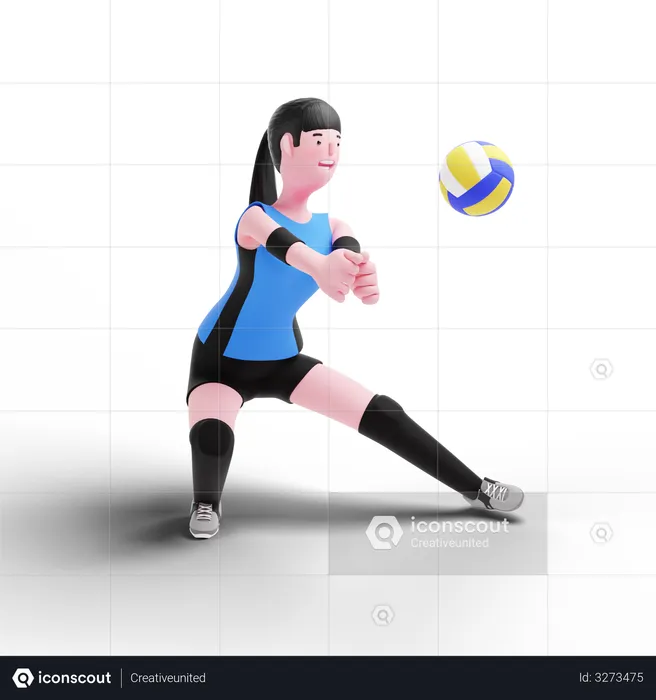 Volleyball player getting ready for match  3D Illustration