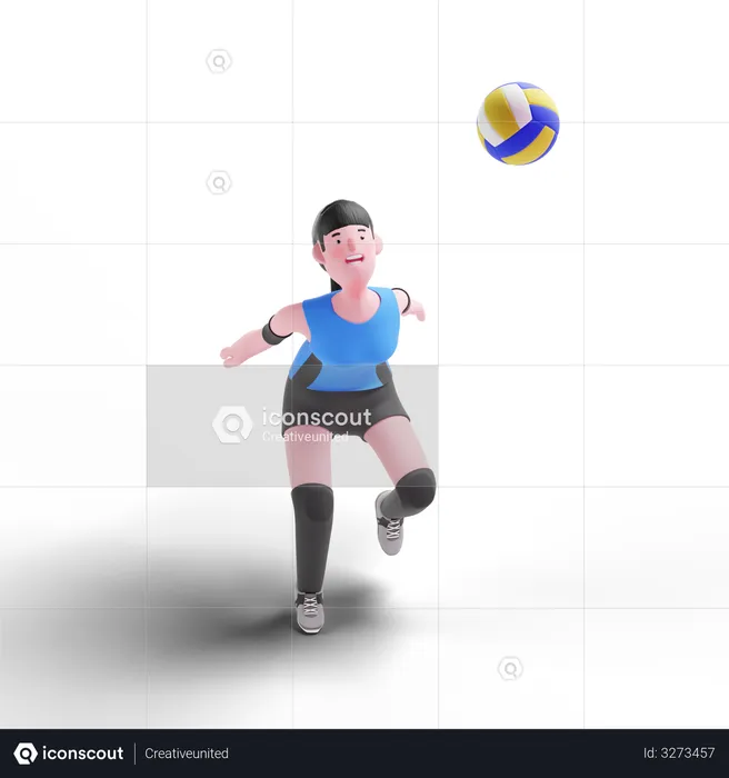 Volleyball player getting ready to smash ball  3D Illustration