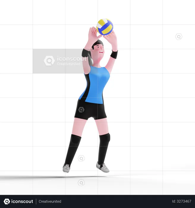 Volleyball player holding ball  3D Illustration