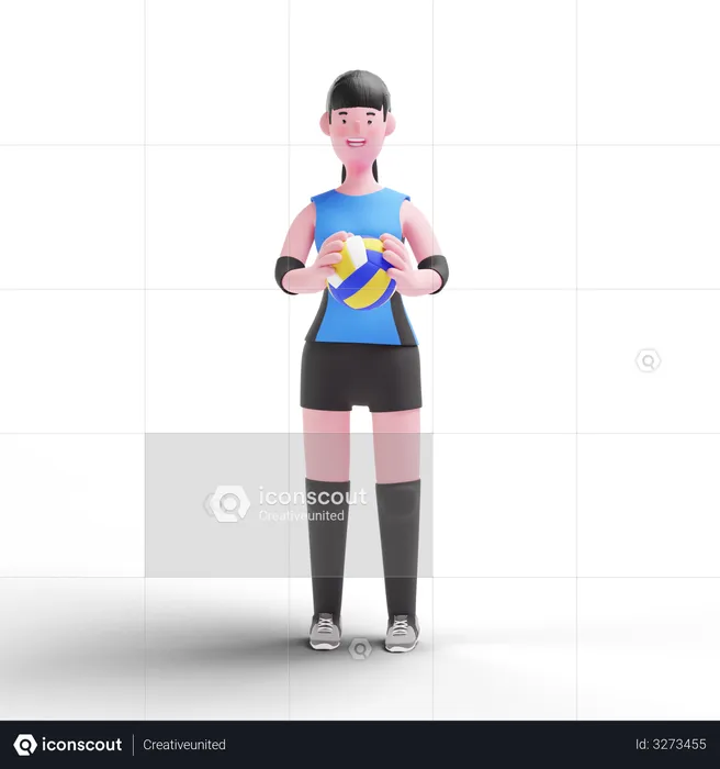 Volleyball player holding ball  3D Illustration