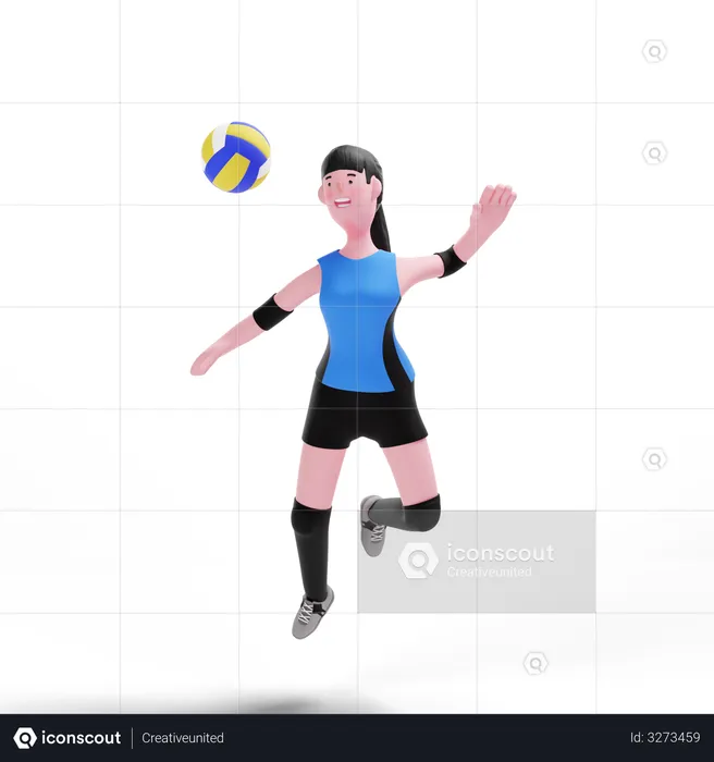 Volleyball player playing in match  3D Illustration