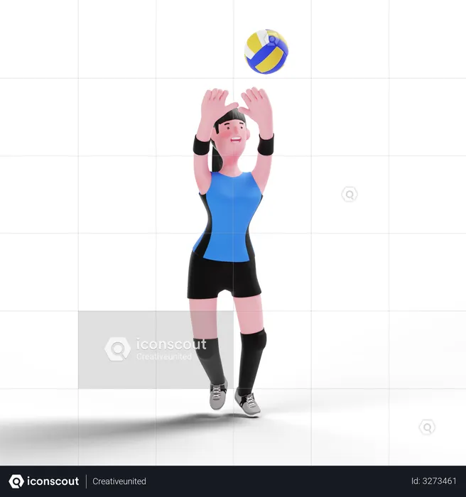 Volleyball player playing with volleyball  3D Illustration