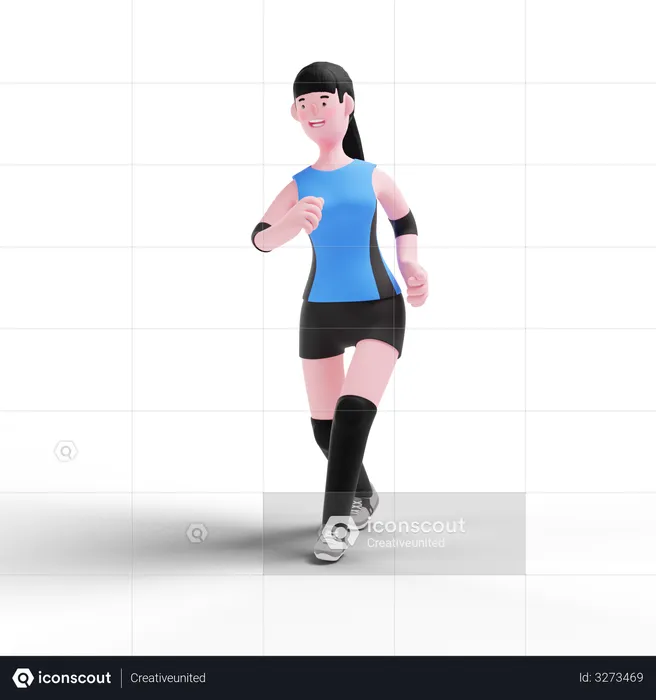 Volleyball player running  3D Illustration