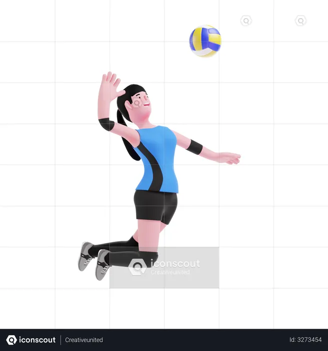 Volleyball player smashing ball  3D Illustration