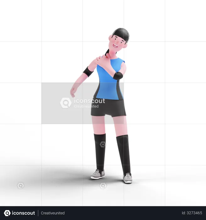 Volleyball player stretching  3D Illustration