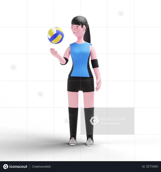 Volleyballspieler mit Ball  3D Illustration