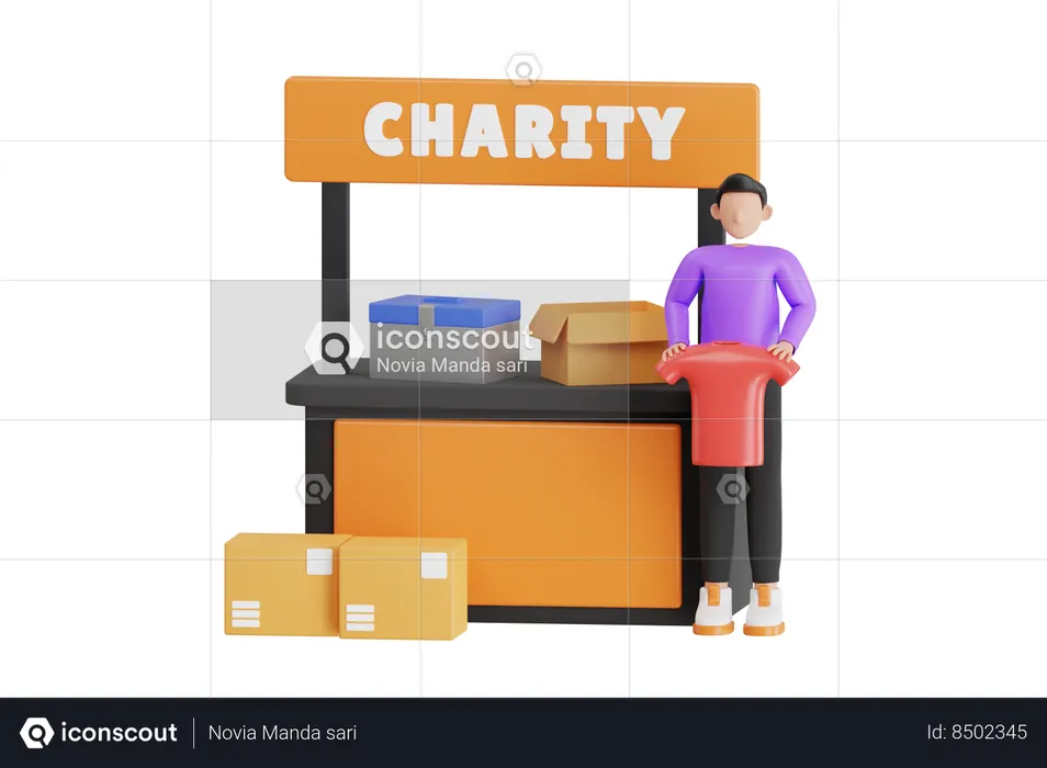 Voluntarios recogiendo ropa para donar  3D Illustration