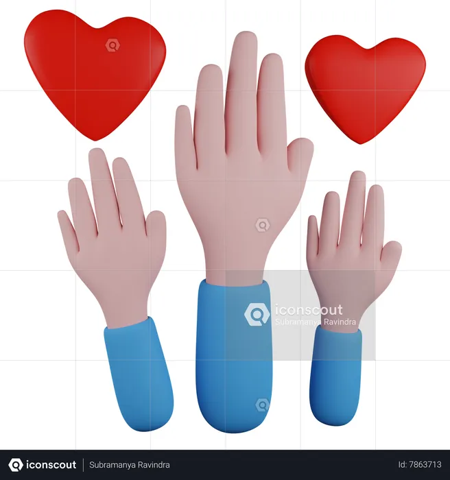 Volunteer hand rise  3D Icon