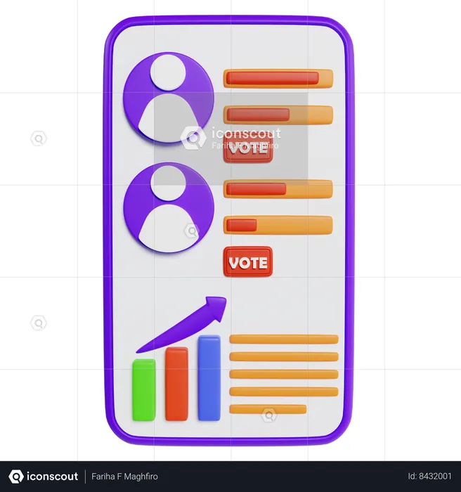 Vote en ligne via une application mobile  3D Icon