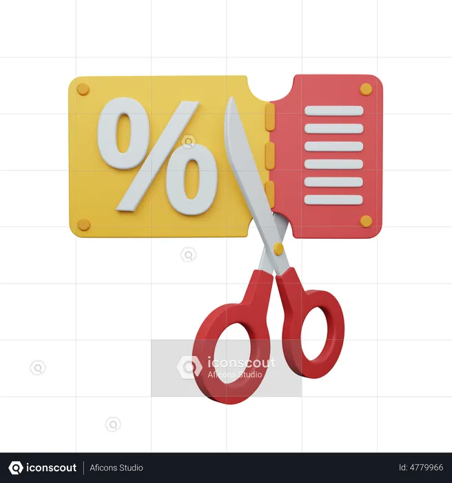 Voucher de desconto e tesoura  3D Icon
