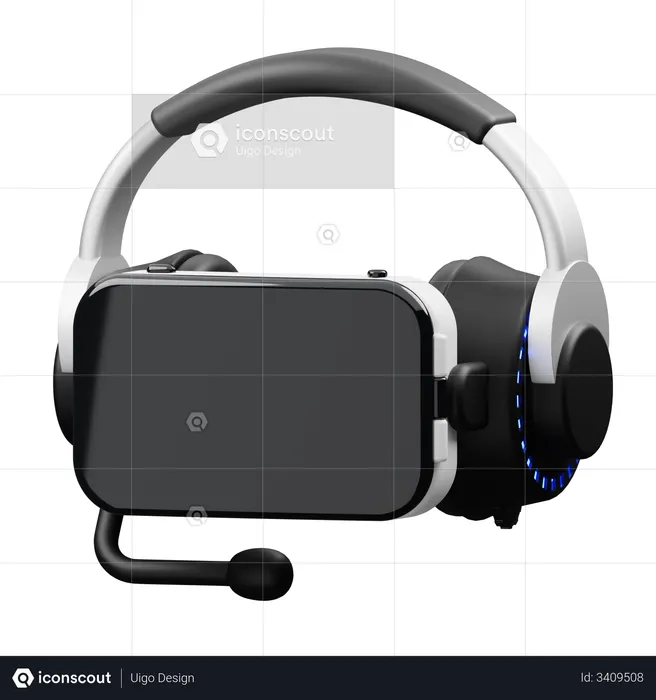 VR 박스가 있는 헤드폰  3D Icon