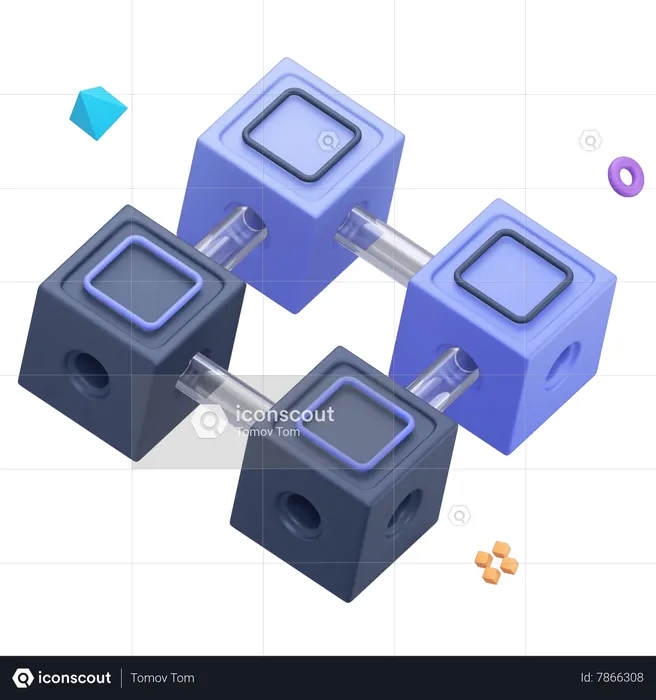 Blockchain virtuelle  3D Icon