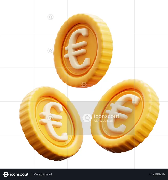 Vuelo de monedas de euro  3D Icon