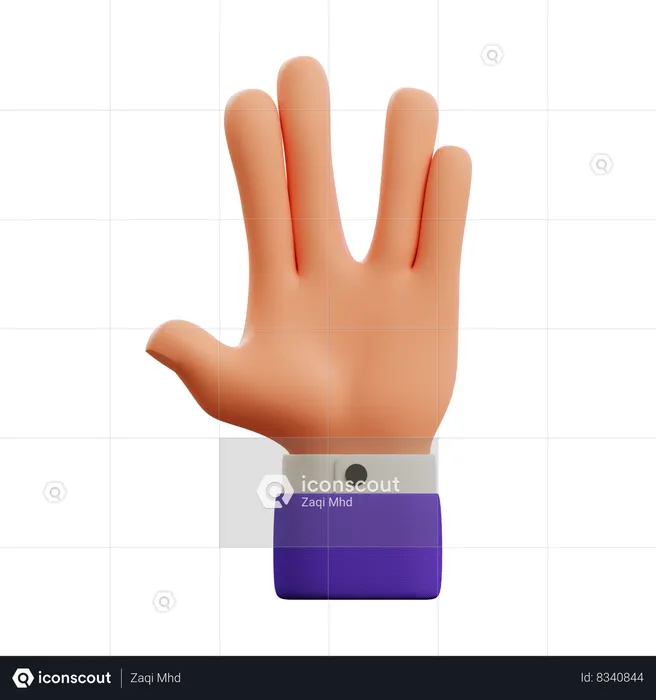 Vulcan hand gesture  3D Icon