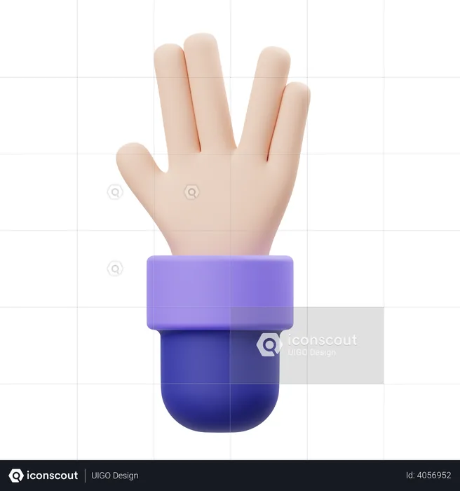 Vulcan Hand Gesture  3D Illustration