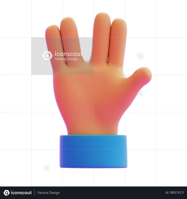 Vulcan Salute Hand Gesture  3D Icon