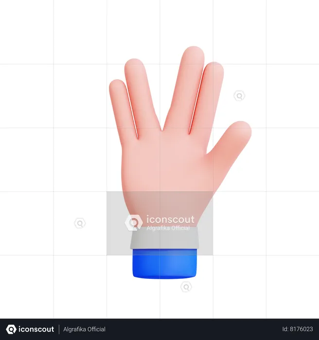 Vulcan Salute Hand Gesture  3D Icon