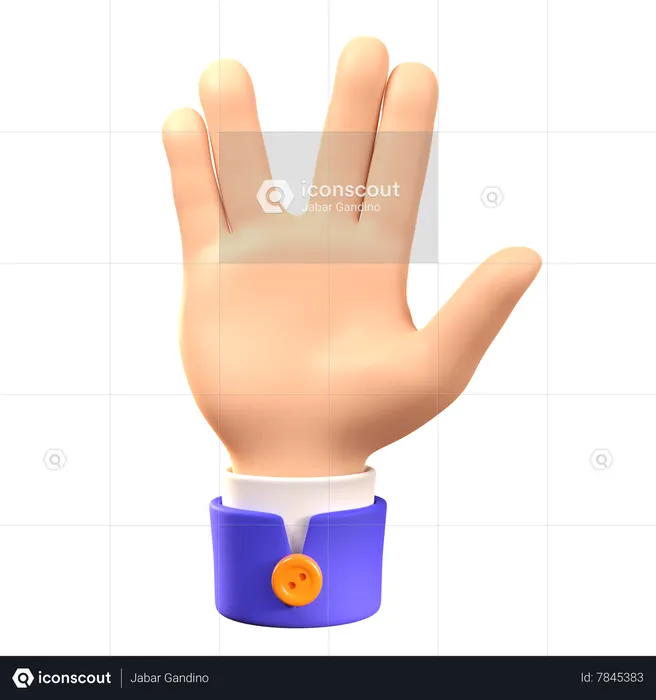 Vulcan Salute Hand Gesture  3D Icon